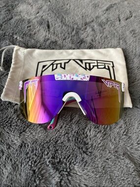 EUC The Jet Ski Elliptical Pit Viper Shield Sunglasses Pink/Teal/Purple